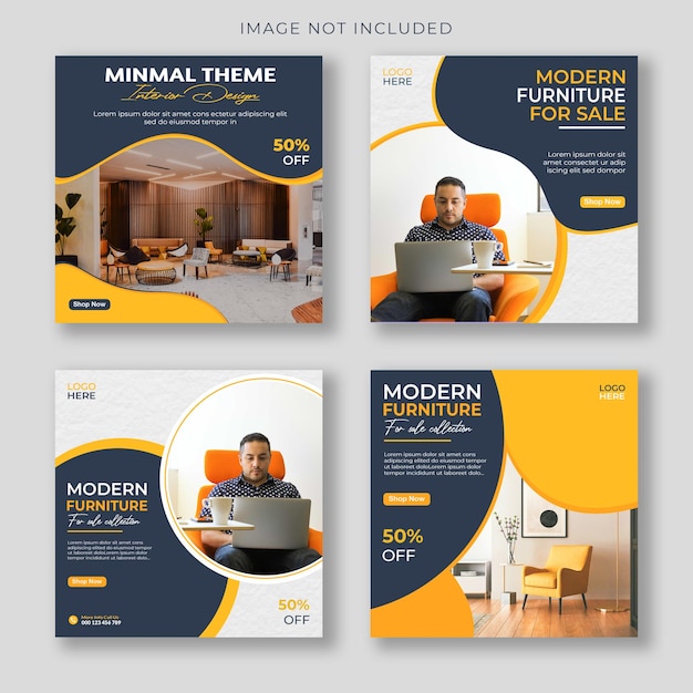 PSD minimal furniture social media post and instagram post template