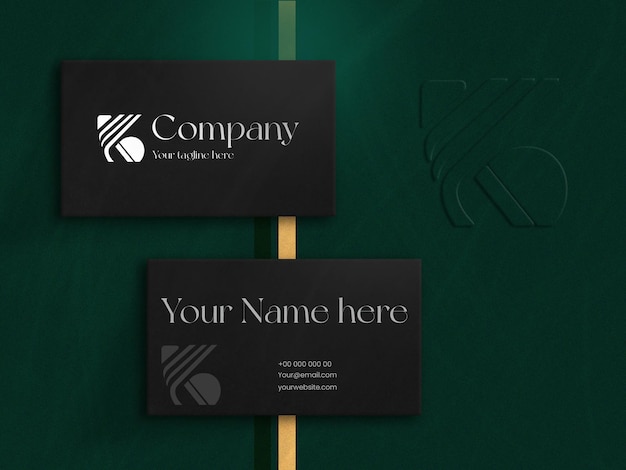 Minimal Green and Dark Black Business Card Mockup Luxury Green and Dark Black Business Card Mockup