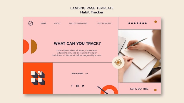 Minimal habit tracker landing page template