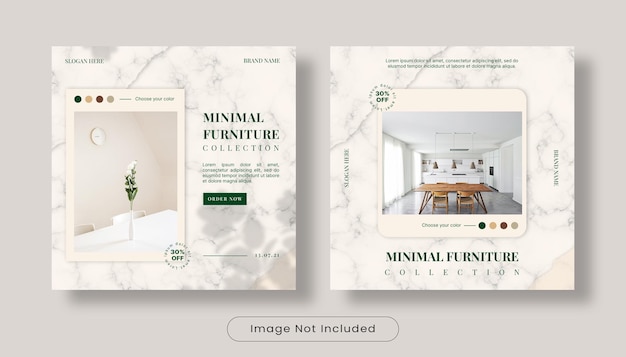 minimal home interior design instagram post banner template set