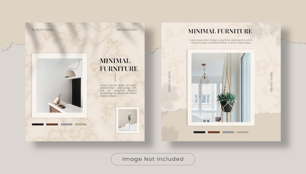 Minimal home interior design instagram post banner template set