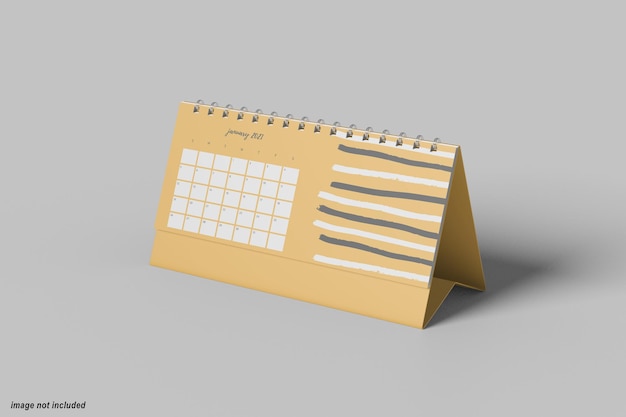 Minimal horizontal desk calendar mockup