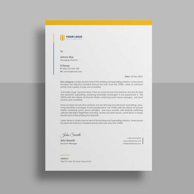 Minimal letterhead template