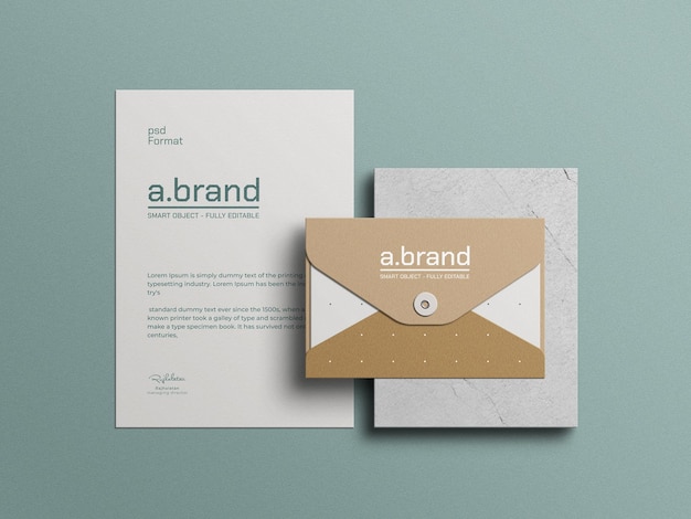 Minimal letterhead with envelope stationery mockup