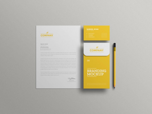 Minimal letterhead with envelope stationery mockup