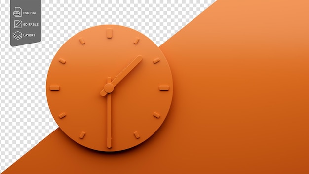 Minimal Orange Clock 130 Half Past One O39Clock 1330 Or One Thirty 3d Illustration