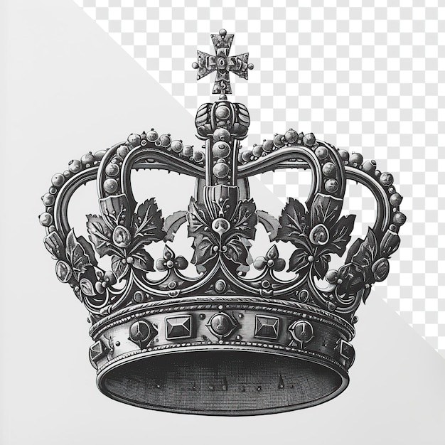 Minimal Pen and Ink English Crown Drawing in Black and White