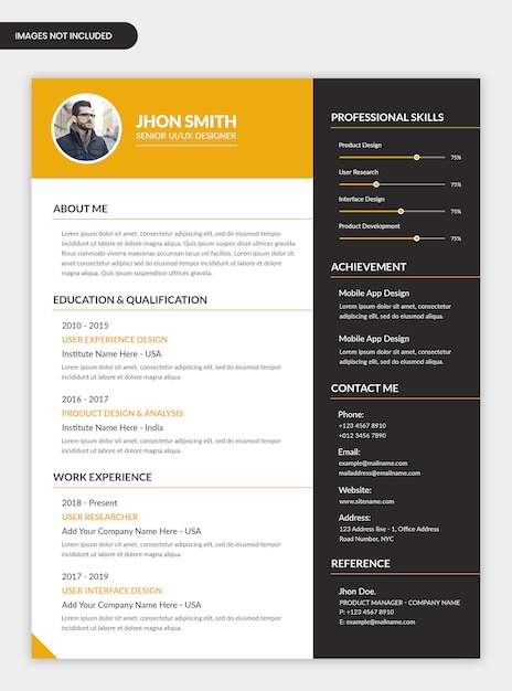 Minimal personal resume template design