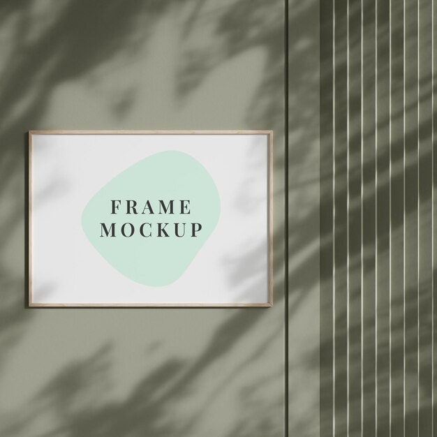 Minimal photo and poster frame mockup with leaves shadow