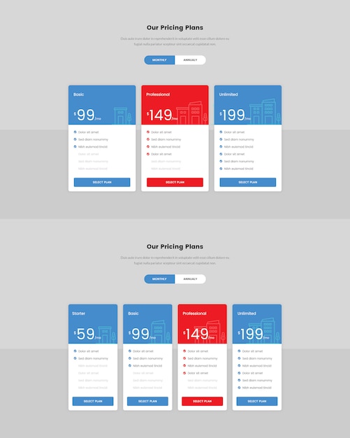 Minimal pricing table for web