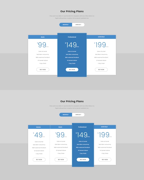 Minimal pricing table for web