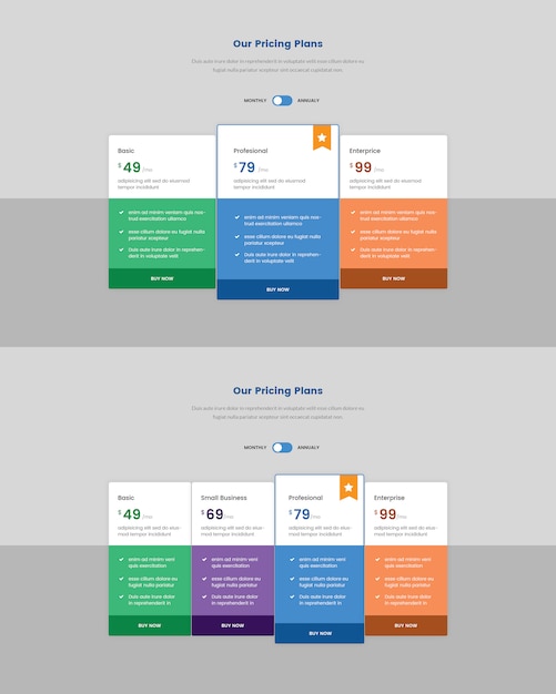 Minimal pricing table for web