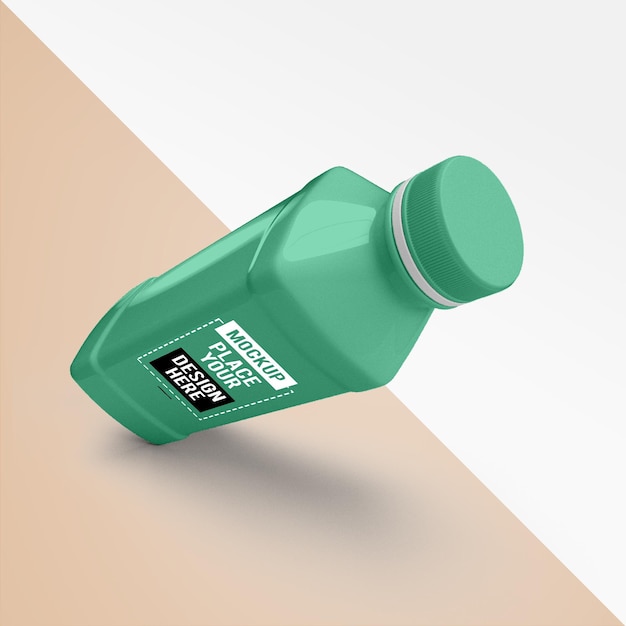 Minimal reusable water bottle design mockup Plastic bottle front view mockup