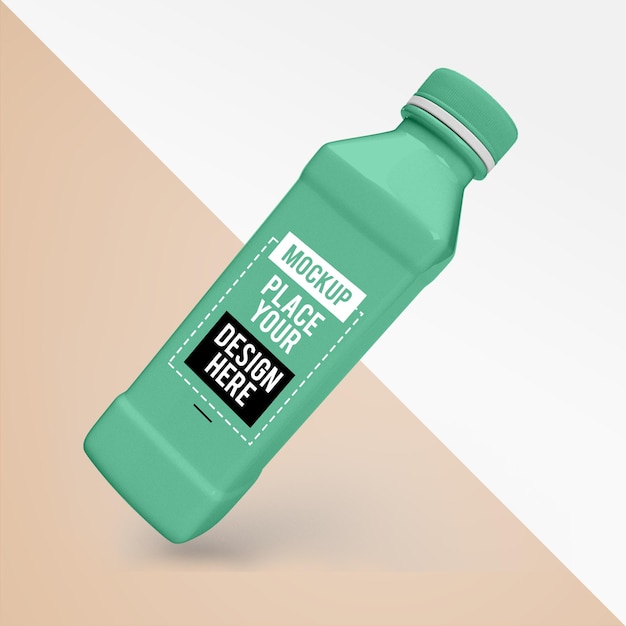 Minimal reusable water bottle design mockup Plastic bottle front view mockup