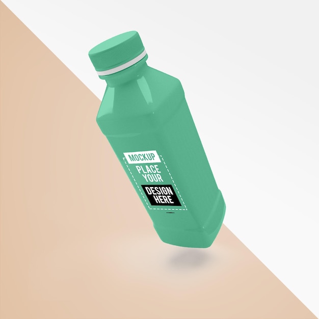 Minimal reusable water bottle design mockup Plastic bottle front view mockup