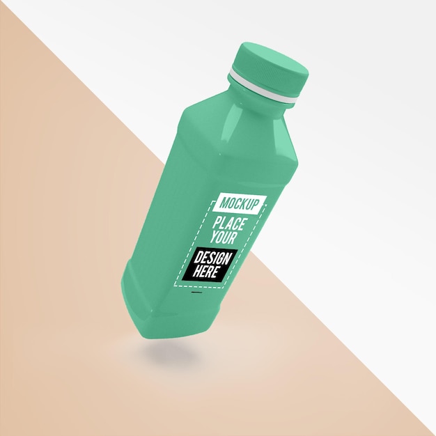 Minimal reusable water bottle design mockup Plastic bottle front view mockup