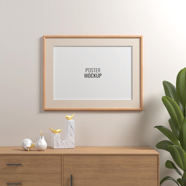 minimal room wall frame psd mockup