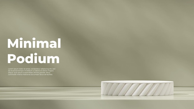 Minimal sage green empty scene of white podium 3d rendering mockup template background in landscape