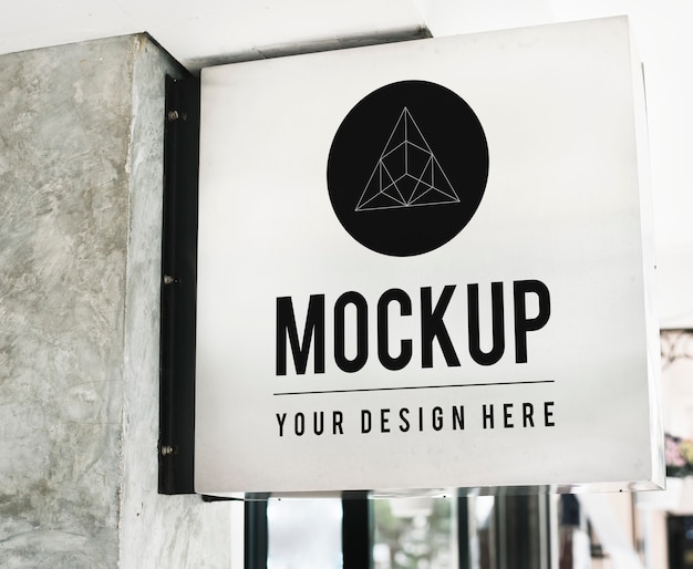 PSD minimal shop sign mockup with geometric design