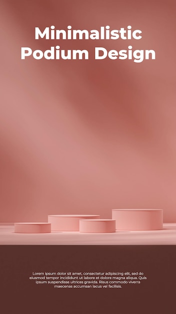 Minimal simple empty mockup scene 3d rendering image of pink podium in portrait