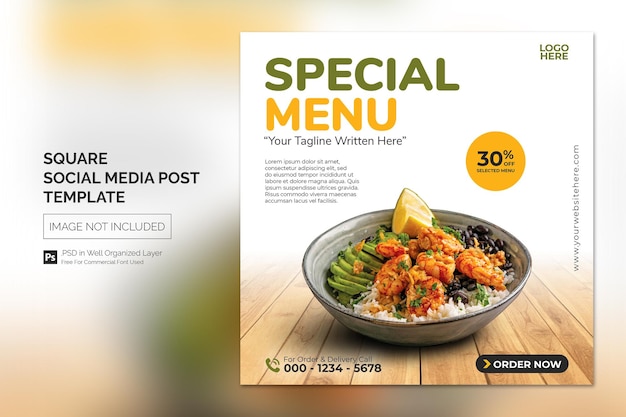 Minimal Simple Food Social Media Post Square Banner Design Template