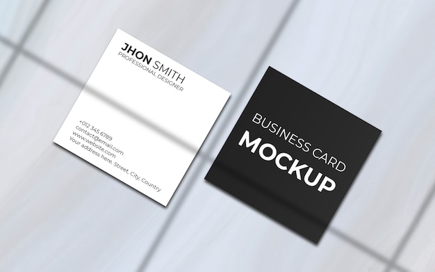 Minimal square business card mockup with shadow