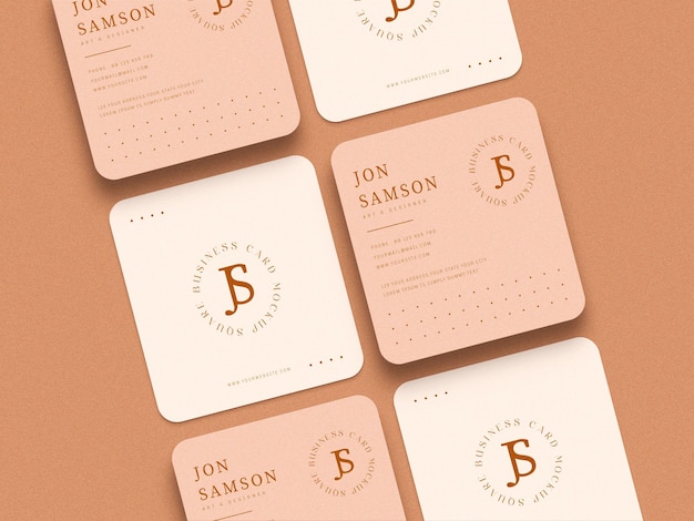 Minimal square business card mockup