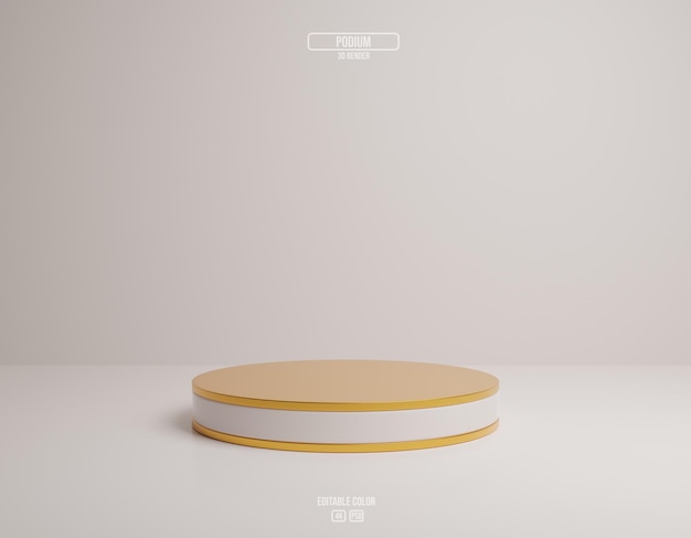 Minimal Style White And Golden Podium Empty Pedestal Display