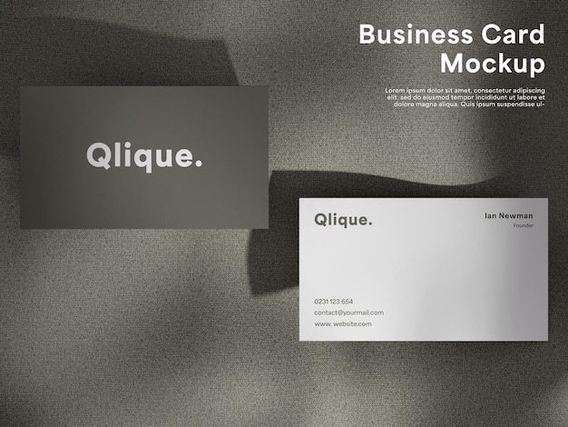 Minimal top view business card mockup