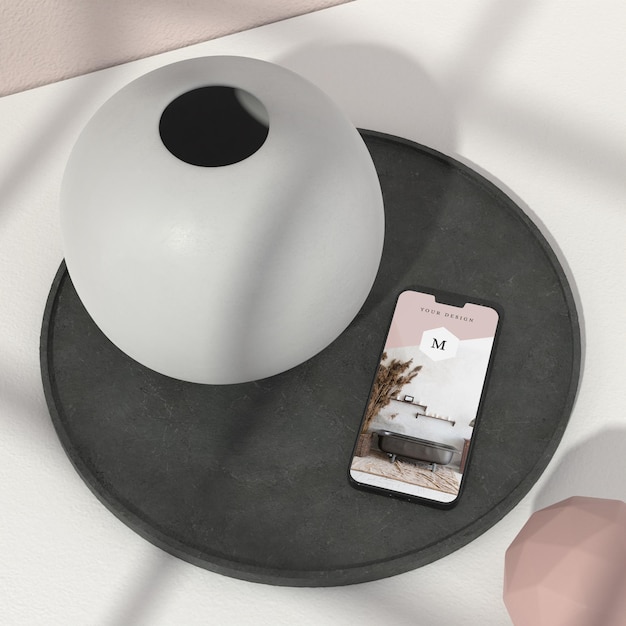 Minimal vase and phone mockup