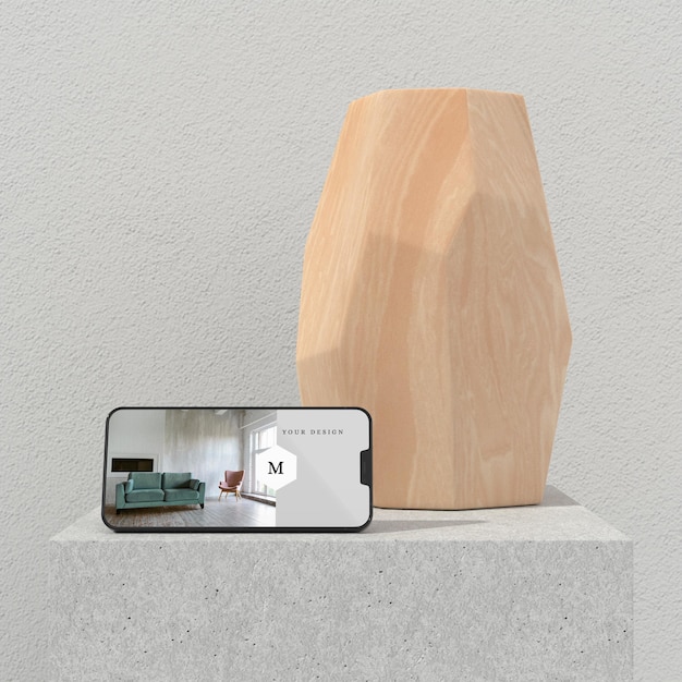 Minimal vase and phone mockup