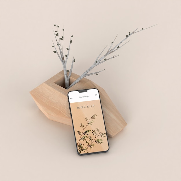 Minimal vase and phone mockup