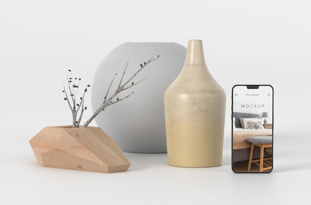 Minimal vase and phone mockup