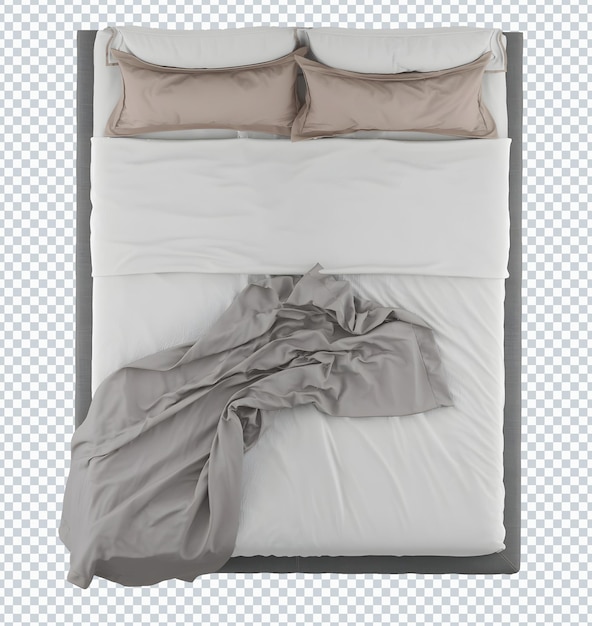 Minimalism gray ivory khaki bedding set, bed, top view