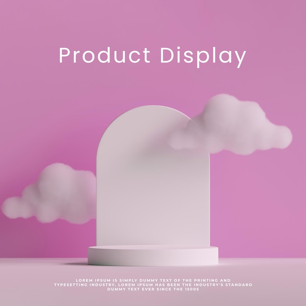 Minimalism product display podium with sky cloud on background mockup 3D render