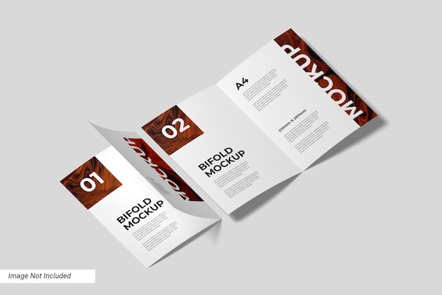 Minimalist A4 Bifold Flyer Mockup Perspective View