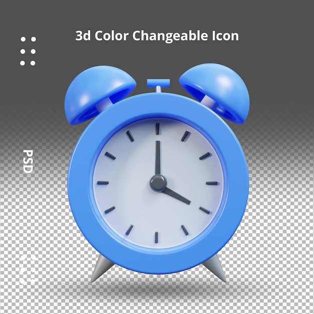 Minimalist alarm clock isolated 3d render or 3d rendering alarm clock icon