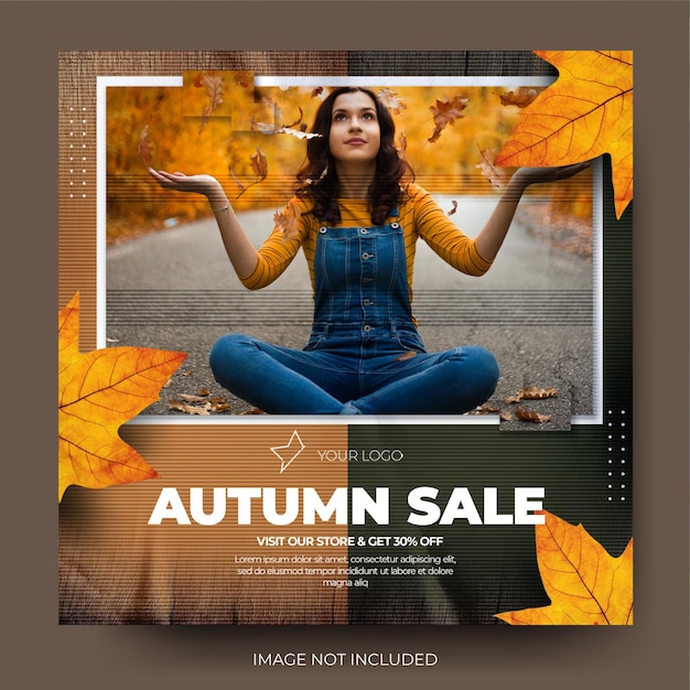 PSD minimalist autumn fashion sale instagram social media post feed