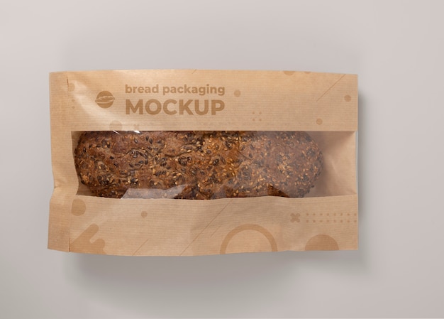 Minimalist bio bread packaging mockup