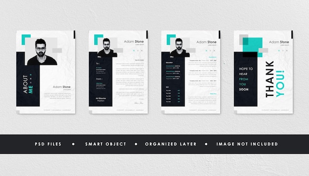 Minimalist Black Green Light Resume Curriculum Template Bundle Paper Texture