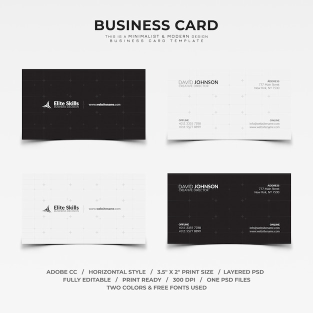 Minimalist black and white business card