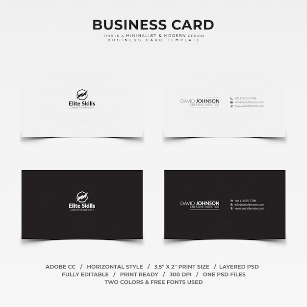 Minimalist black and white business card