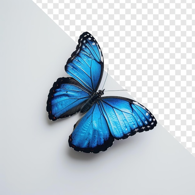 Minimalist Blue Butterfly with Spread Wings Art