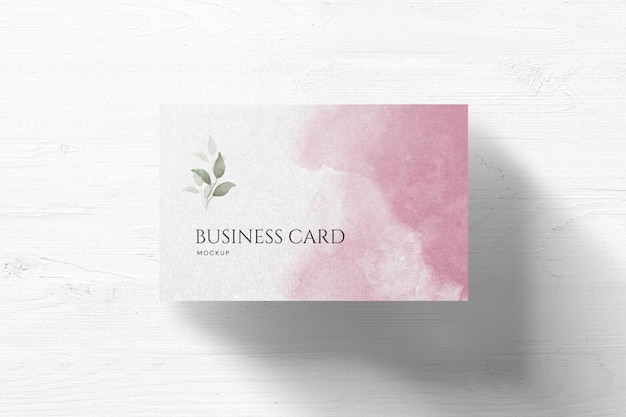 PSD minimalist business card mockup on white texture background and shadow effect