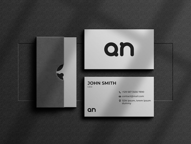 Minimalist Business card mockup with card box