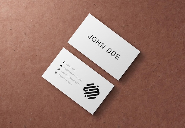 Minimalist Business card on recycled paper background Mockup