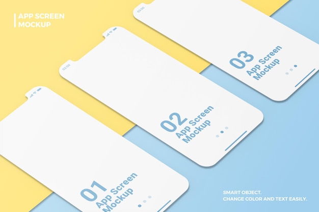 Minimalist close up Isometric and prespective apps screen smartphone mockup