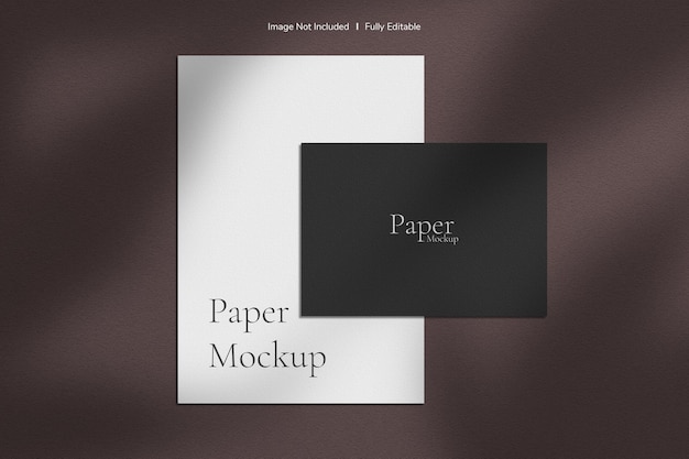 PSD minimalist and elegant paper brochure mockup with shadow overlay