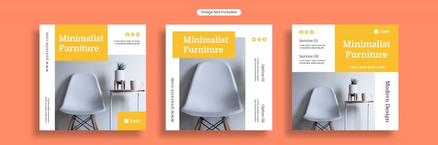 Minimalist furniture social media banner template or square flyer collection