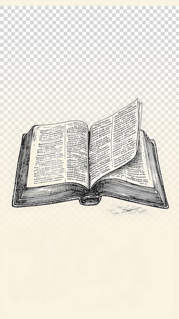 PSD minimalist handdrawn illustration of an unfolded bible